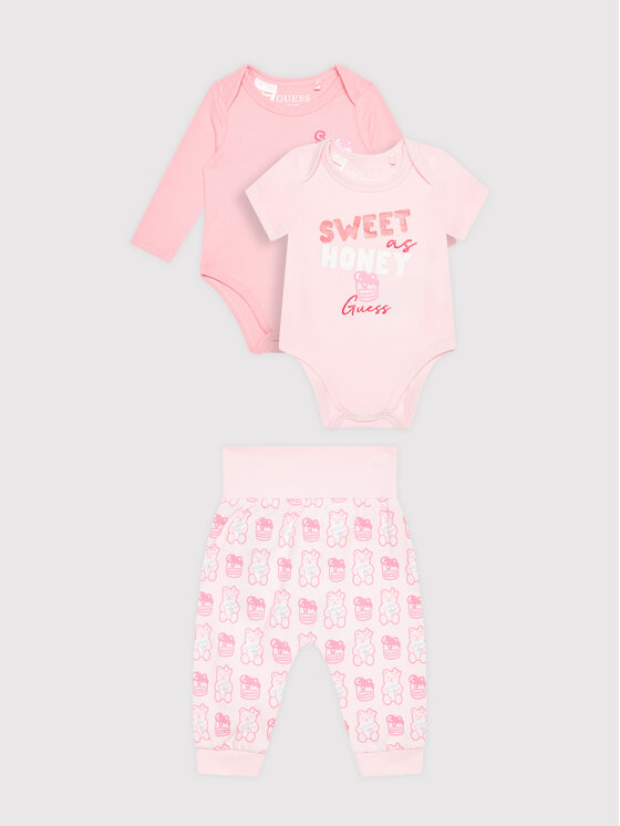 Guess Комплект 2 чифта боди и панталони H1YW04 J1311 Розов Regular Fit