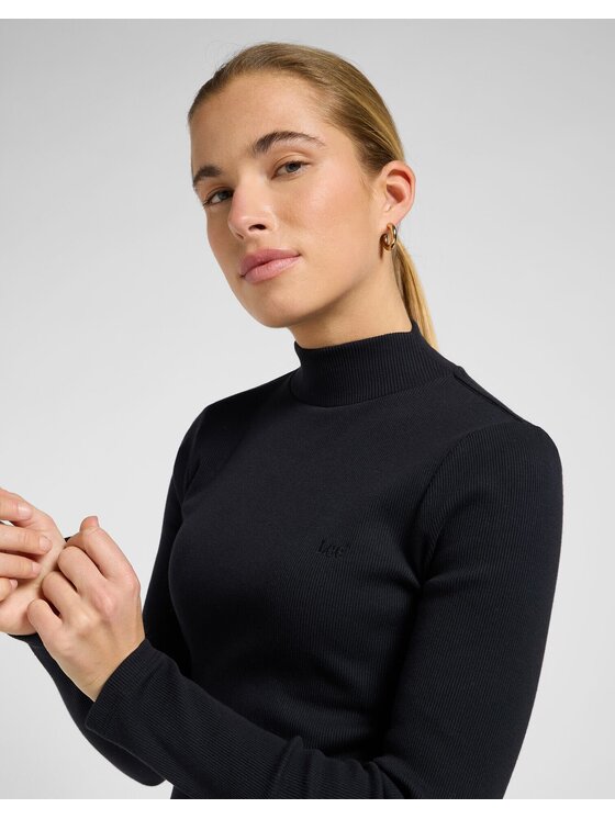 Lee Lee Sweter MOCK NECK Czarny Slim Fit