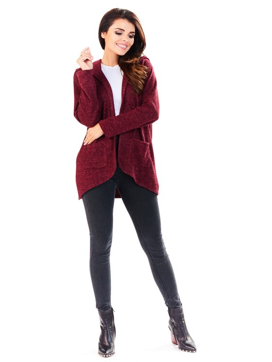 Awama Awama Kardigan A196 Bordowy Basic Fit