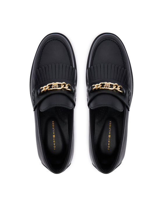 Tommy Hilfiger Tommy Hilfiger Čevlji brez vezalk Th Chain Fringe Leather Loafer FW0FW09668 Črna