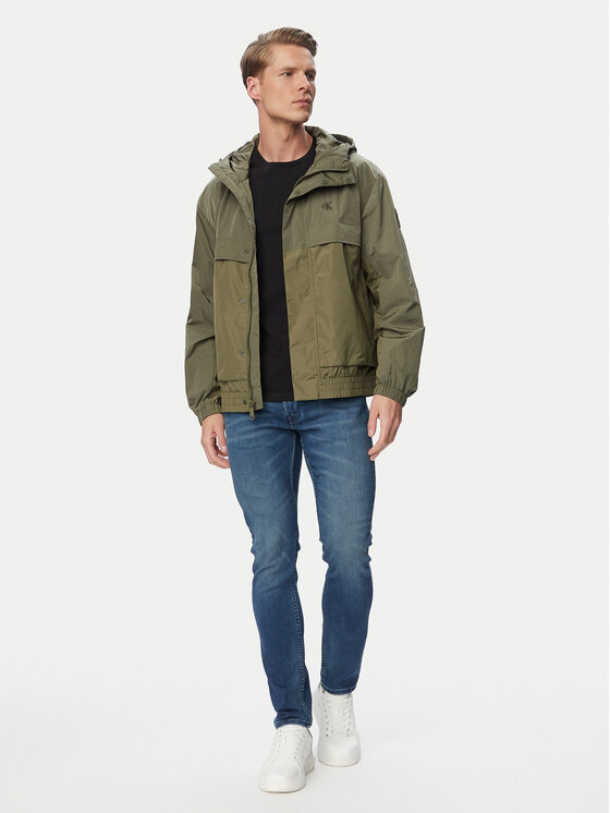 Calvin Klein Jeans Calvin Klein Jeans Větrovka LV04RG503G Tmavě zelená Relaxed Fit