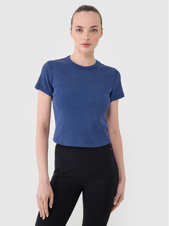 4F 4F Tričko 4FRSS25TTSHF2696-31S Modrá Slim Fit