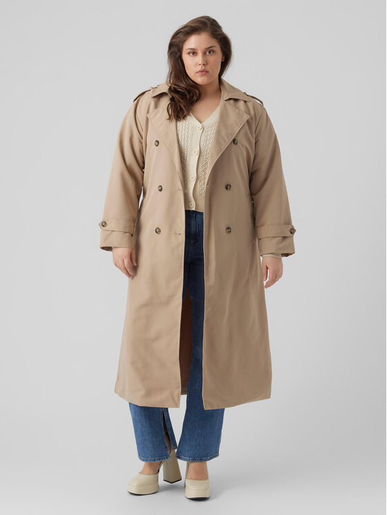 Vero Moda Curve Trencz 10287234 Brązowy Regular Fit | Modivo.pl