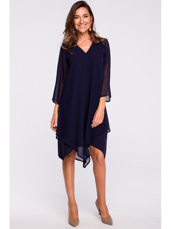 Stylove Stylove Každodenné šaty S159 Tmavomodrá Regular Fit