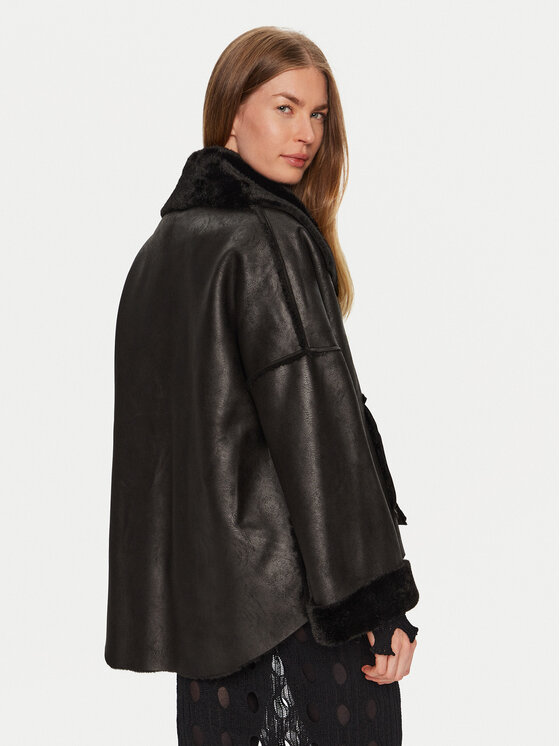 Eleh Eleh Cappotto in shearling E00249 Nero Regular Fit
