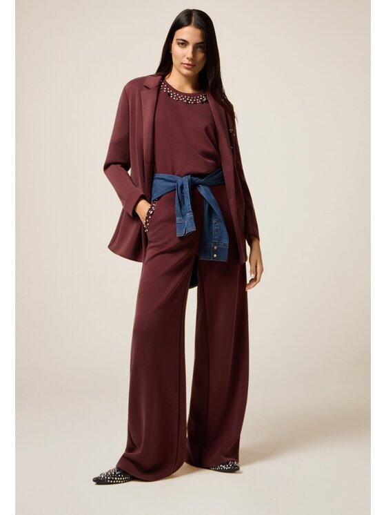 Oltre Oltre Spodnie materiałowe P801J002486N036 Bordowy Baggy Fit