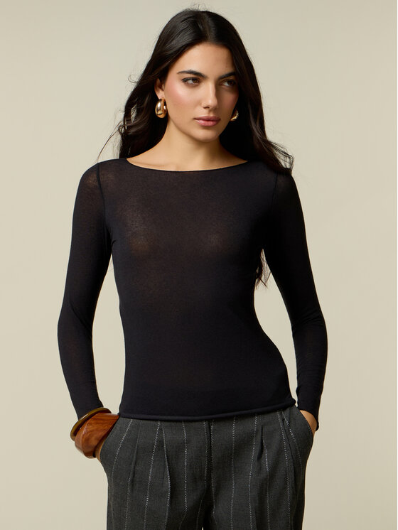 Oltre Oltre Blusa G049J204887N033 Nero Regular Fit