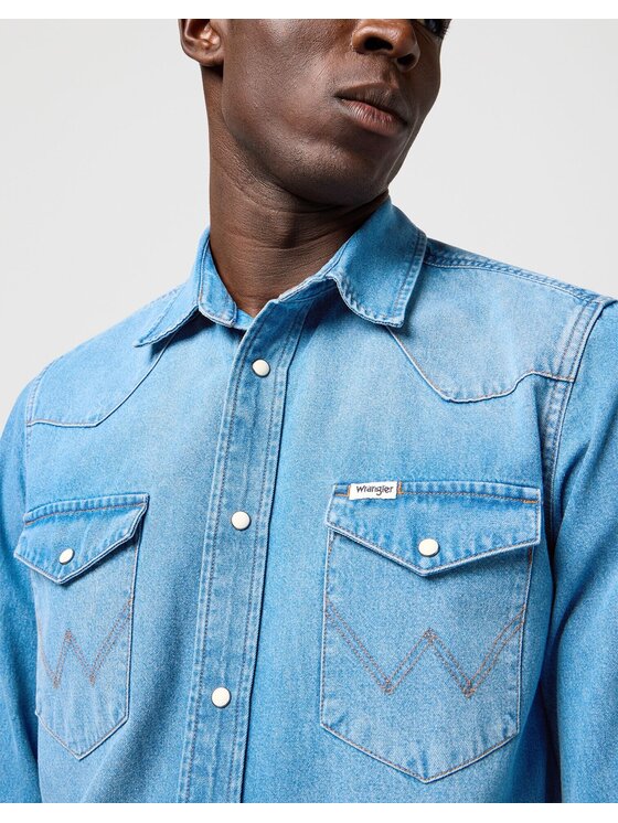 Wrangler Wrangler camicia di jeans 112362744 Blu Regular Fit