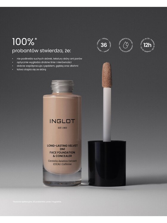 INGLOT INGLOT i korektor 2w1 Long-Lasting Velvet Podkład 708 Light Warm Peach
