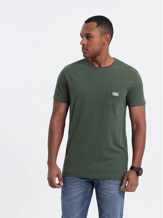 Ombre Ombre T-Shirt OM-TSCT-0109 Zielony Classic Fit