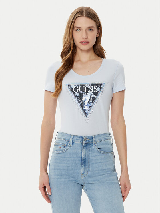 Guess Guess T-Shirt W5RI00 J1314 Niebieski Regular Fit
