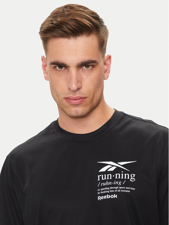 Reebok Reebok Marškinėliai Run Graphic 100075314 Juoda Relaxed Fit