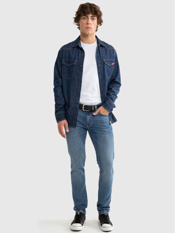 BIG STAR BIG STAR Koszula jeansowa CHUCK_761 Granatowy Basic Fit
