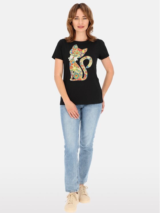 Perso Perso T-Shirt TCE245036F Czarny Regular Fit