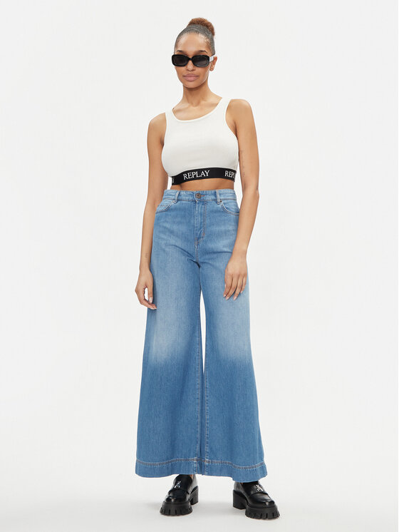 REPLAY Replay Felső W3782C.000.23687P Ekru Slim Fit