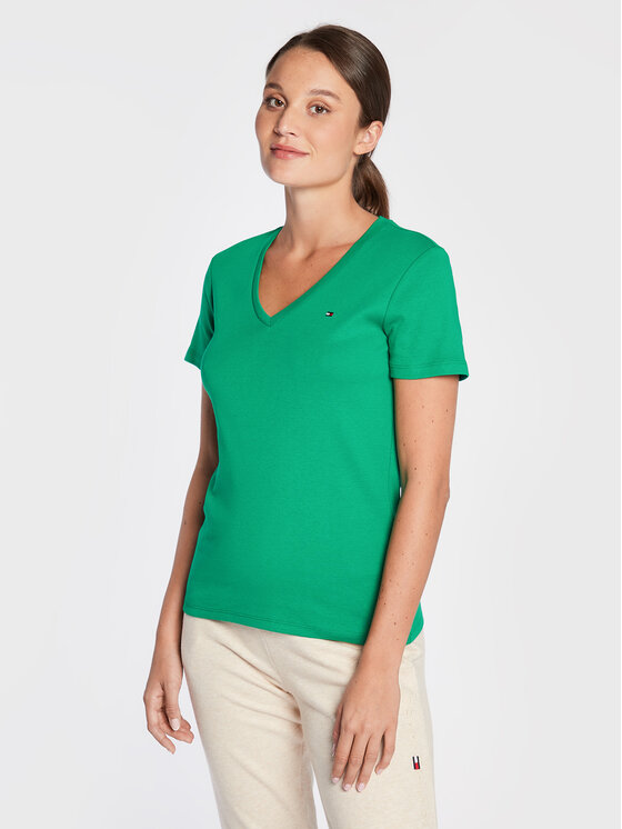 Tommy Hilfiger Tričko Solid WW0WW30511 Zelená Slim Fit | Modivo.sk