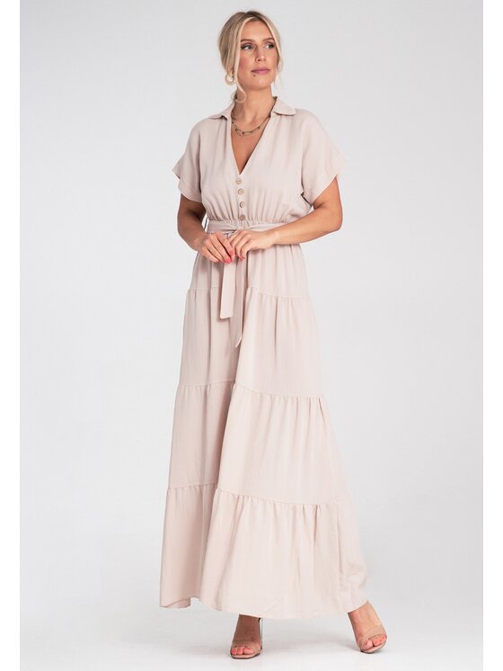 FIGL FIGL Letné šaty M1195 Béžová A-Line Fit
