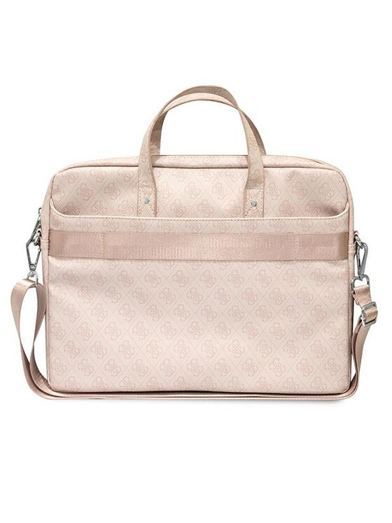 Guess Guess Torba na laptopa Saffiano 4G Triangle Logo Różowy