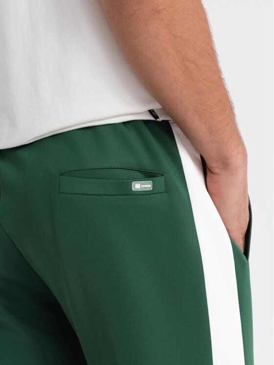 Ombre Ombre Spodnie dresowe OM-PASK-0229 Zielony Regular Fit