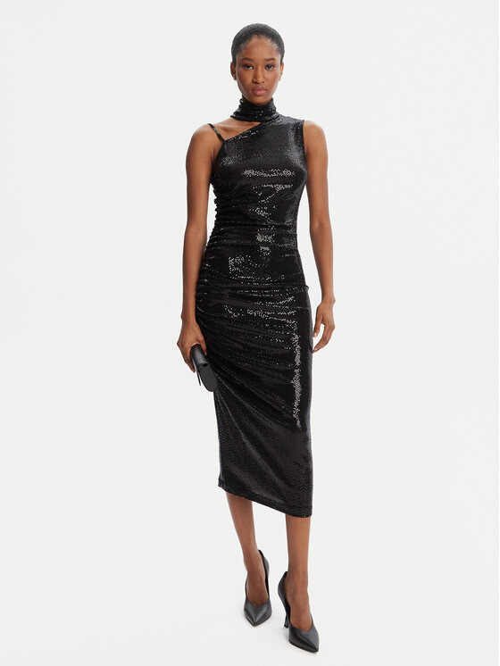 Versace Jeans Versace Jeans Коктейлна рокля Side Curly Plachet D 79HAO909 Черен Slim Fit