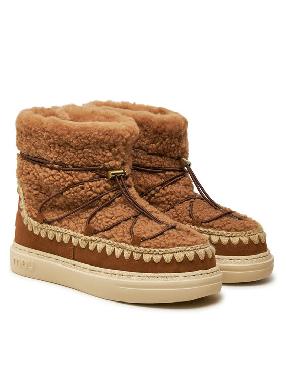 Mou Mou Śniegowce Eskimo Sneaker Bold Scoub Lace FW411012A Brązowy