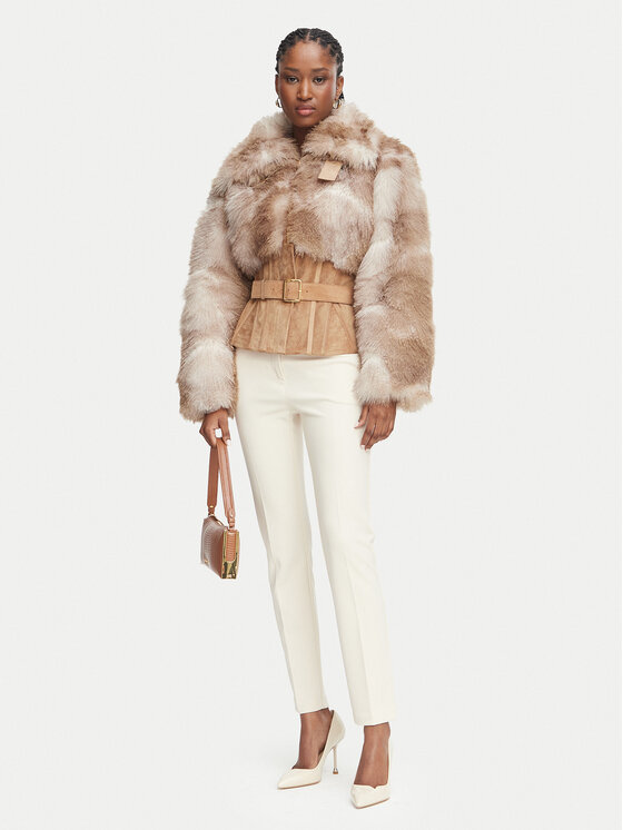 Elisabetta Franchi Elisabetta Franchi Кожено палто GB-02A-66E2-V1300 Бежов Slim Fit