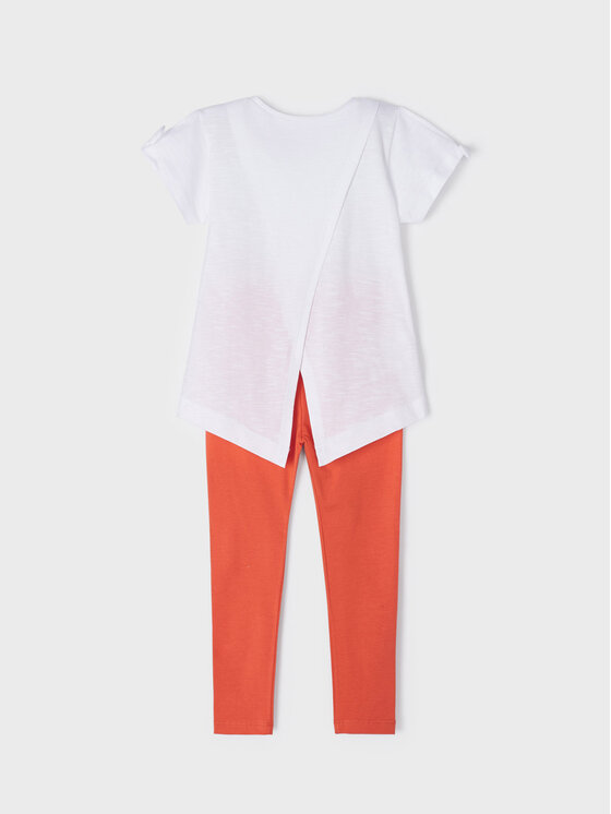 Mayoral Mayoral Komplet t-shirt i legginsy 3783 Pomarańczowy Regular Fit