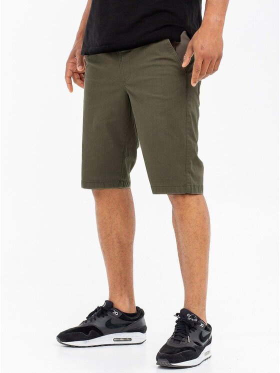 Jigga Wear Jigga Wear Szorty materiałowe Krótkie Spodenki Materiałowe Oliwkowe / Białe Jigga Wear Crown L Khaki Regular Fit
