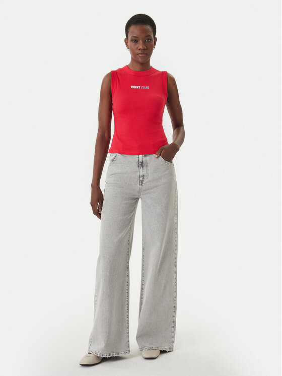 Tommy Jeans Tommy Jeans Top DW0DW22577 Rdeča Slim Fit