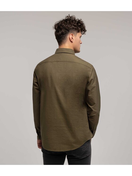 Lee Cooper Lee Cooper Koszula LARS OXFORD Khaki Regular Fit