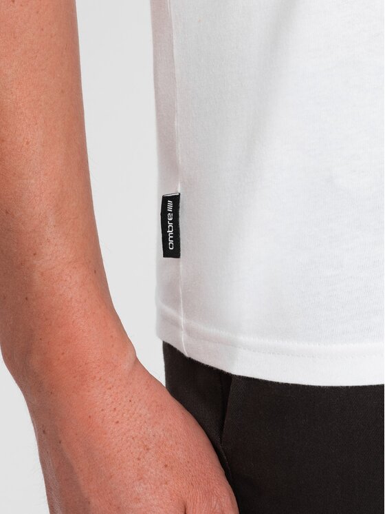Ombre Ombre T-Shirt OM-TSBS-0145 Bílá Classic Fit