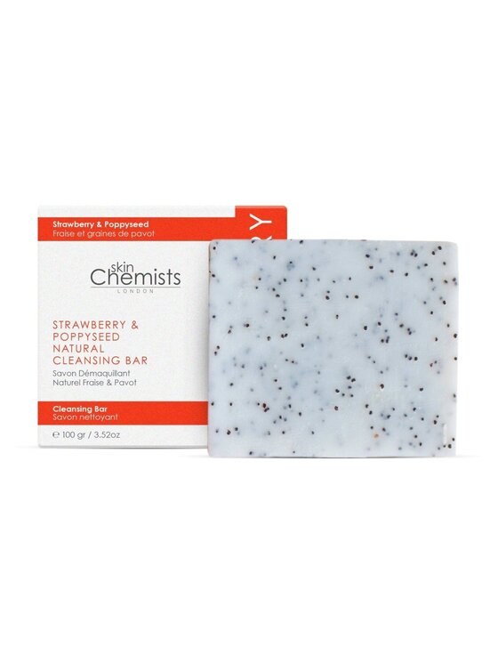 skinChemists skinChemists Kostka myjąca SC Strawberry & Poppy Seed, 100 g Mydło