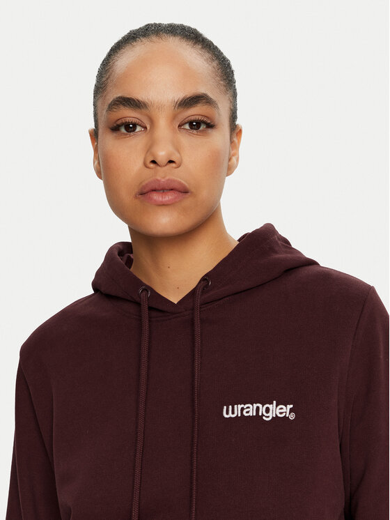 Wrangler Wrangler Bluza Regular Hoodie Bordowy Regular Fit