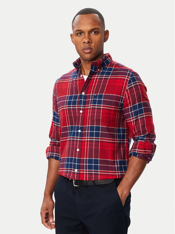 Tommy Hilfiger Tommy Hilfiger Риза Hero Flannel MW0MW44592 Тъмночервен Regular Fit