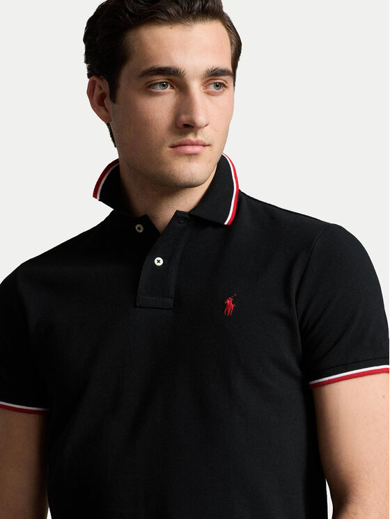 Polo Ralph Lauren Polo Ralph Lauren Тениска с яка и копчета Ssl 710842621001 Черен Slim Fit