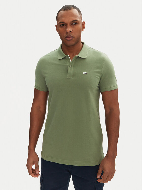 Tommy Jeans Tricou polo DM0DM20676 Verde Slim Fit