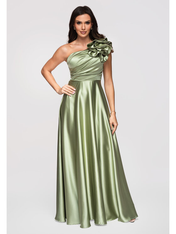 Ombre Ombre Sukienka wieczorowa LA-OM-DLR362 Zielony Regular Fit