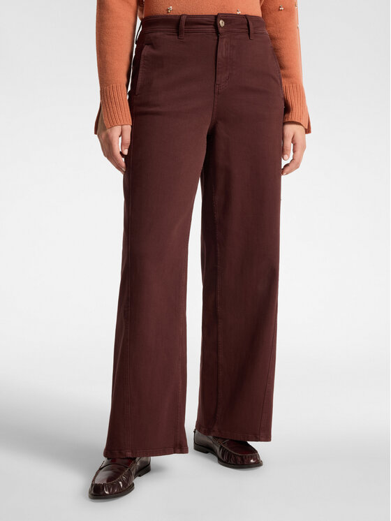 Elena Mirò Elena Mirò Spodnie materiałowe P702G000439N039 Bordowy Flare Fit