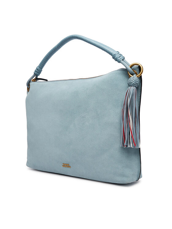 Tommy Hilfiger Tommy Hilfiger Ročna torba Th Statement Leather Bag Suede AW0AW18402 Svetlo modra