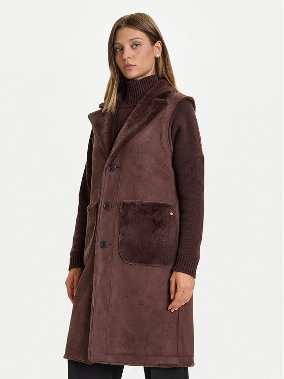 Rinascimento Rinascimento Bezrękawnik CFC0122206003 Brązowy Regular Fit