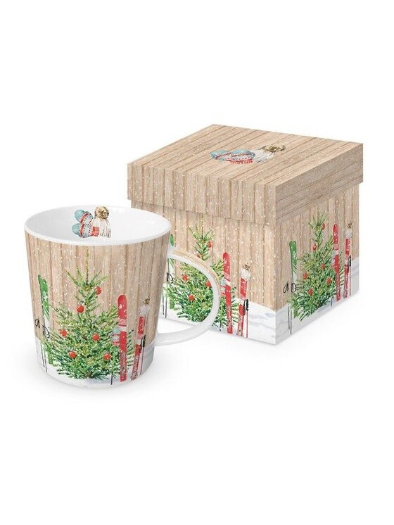 MIAhome MIAhome Kubek Porcelanowy w Ozdobnym Pudełku Choinka Brązowy
