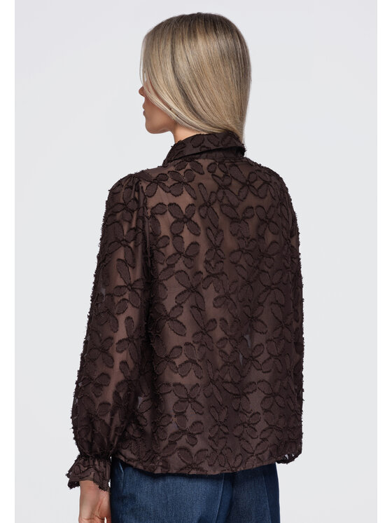 Ombre Ombre Koszula OW-SH-E0074 Brązowy Relaxed Fit