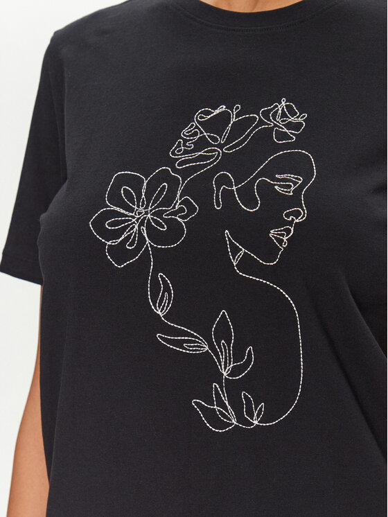 Vila Vila T-Shirt Sybil 14108062 Μαύρο Regular Fit
