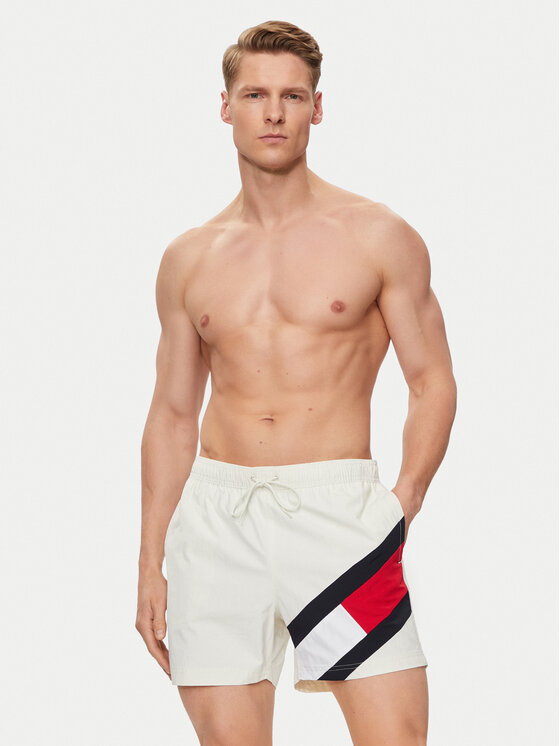 Tommy Hilfiger Tommy Hilfiger Pantaloni scurți pentru înot UM0UM02048 Alb Slim Fit