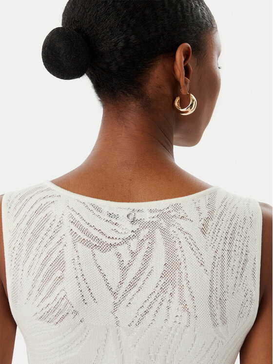 Guess Guess Úpletové šaty W6GK81 Z0680 Krémová Slim Fit