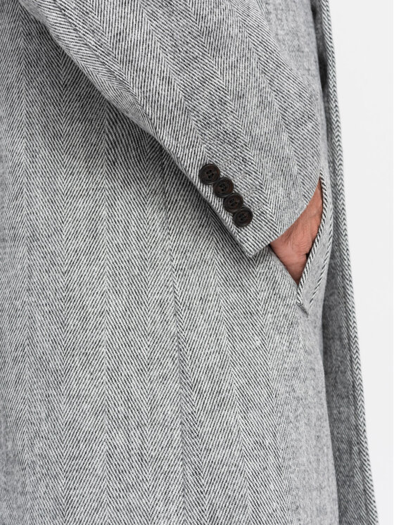 Ombre Ombre Płaszcz OM-COWC-0118 Beżowy Regular Fit