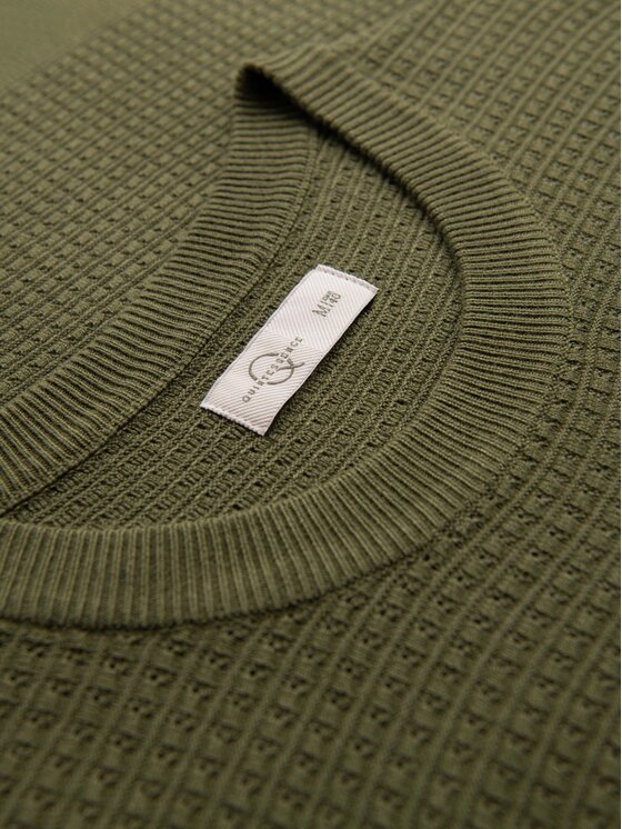 Ombre Ombre Sweter OM-SWSW-0181 Zielony Slim Fit