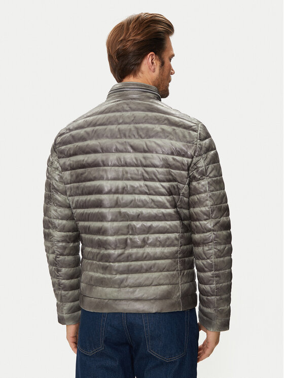 Milestone Milestone Кожено яке Malik 431013 60215 Сив Regular Fit