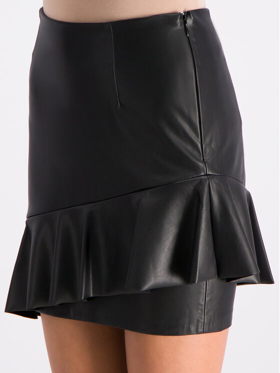 Guess Guess Kožená sukňa W92D91 WBG60 Čierna Slim Fit