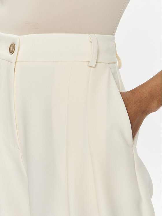 Maryley Maryley Панталони тип палацо 24EB579/43VA Екрю Regular Fit